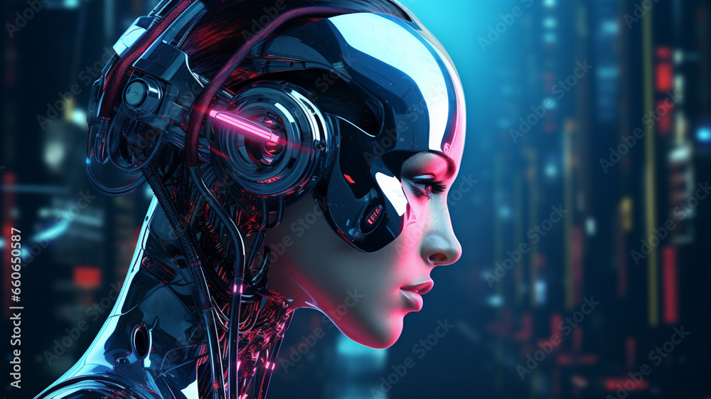 Robot woman background. 