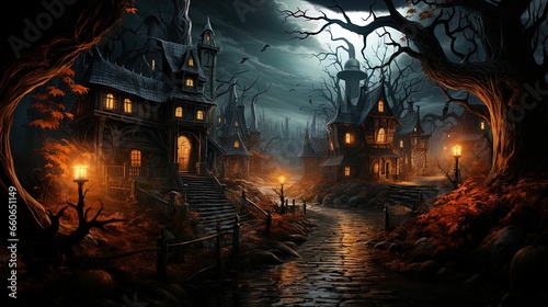 Halloween night scary scene