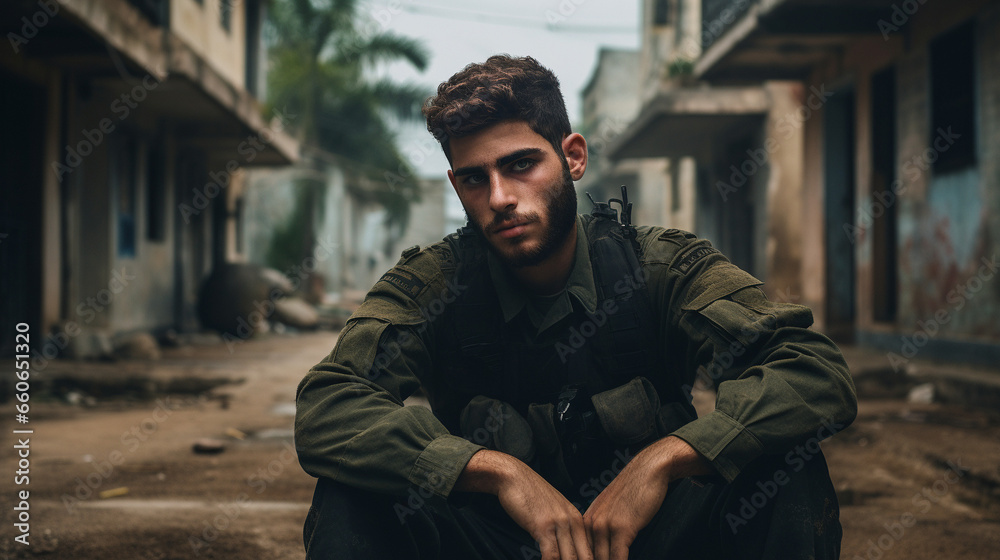 Patriotism Personified: Portrait of a Devoted IDF Soldier, Generative AI