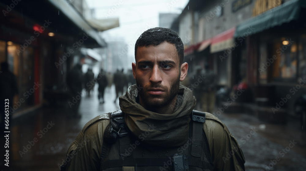 Guardians of Homeland: Proud Israeli Soldier, Generative AI - obrazy, fototapety, plakaty 
