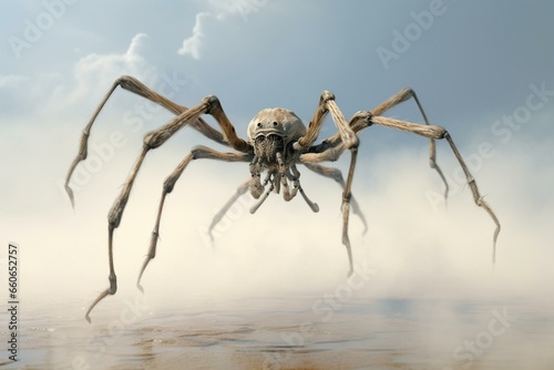 Obraz na płótnie a jumping arachnid on a pale area. Generative AI