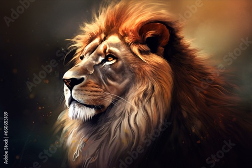 Digital illustrations of the majestic lion. Generative AI