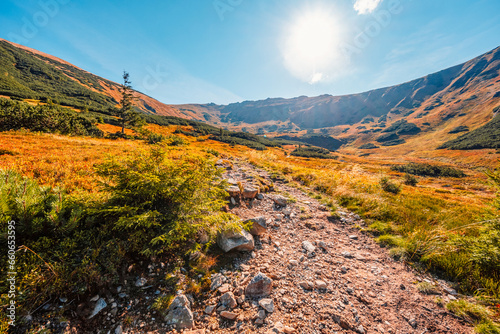 Mountain Tatras landscape. View from Siroka valley in Low Tatras. Hiking from Siroka valley in demenovska valley to Dumbier peak in Low Tatras, Liptov, Slovakia photo