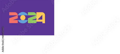 Happy New Year 2024 design. With colorful truncated number illustrations. Premium vector design for poster, banner, greeting, and New Year 2024 celebration