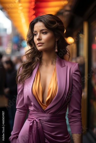 Woman standing on a city street