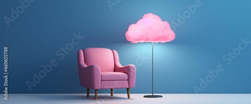 Minimalist Interior with Sofa and Cloud Lights