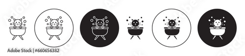Pet Salon icon set. dog grooming salon vector symbol in black filled and outlined style.