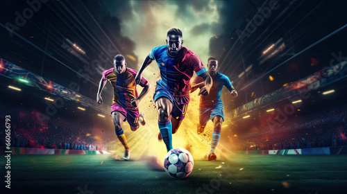football action scene with competing soccer players © neirfy