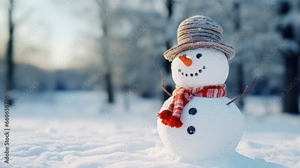 Fototapeta premium snowman in the snow