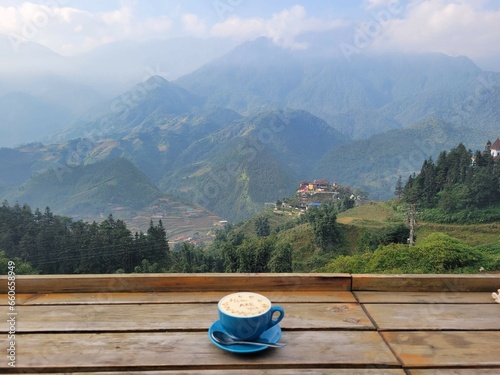 Morning coffee hillside Sapa Vietnam