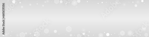 Gray Snowflake Vector Grey Panoramic Background.