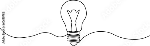 Light bulb continuous line. Vector illustration.