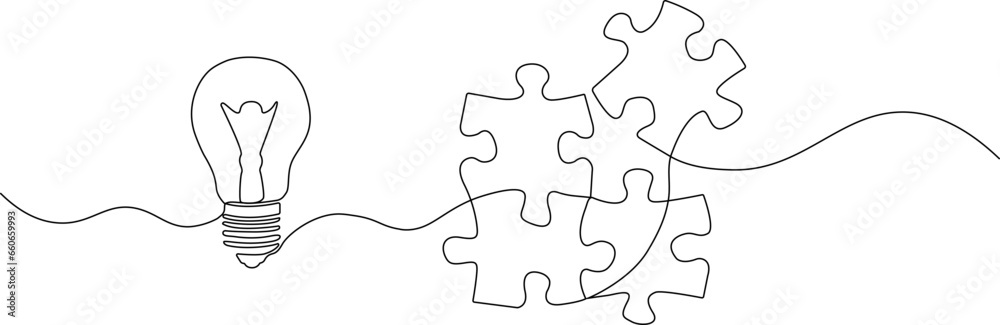 Light bulb puzzles connected in one continuous line Vector illustration Light bulb puzzles connected in one continuous line Vector illustration