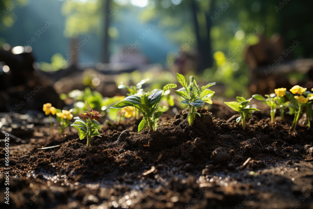 An eco-conscious community engaged in composting organic waste to create nutrient-rich soil for sustainable agriculture. Generative Ai. An eco-conscious community engaged in composting organic waste to create nutrient-rich soil for sustainable agriculture. Generative Ai.