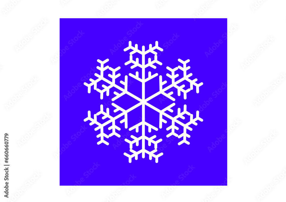 weißer schneekristall auf blauem hintergrund, abstraktes modernes winterliches design
