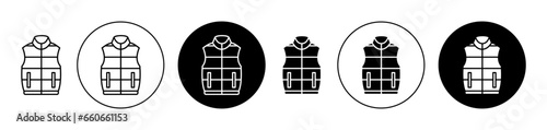 Vest jacket icon set. high visibility safety jacket vector symbol. construction eflective jacket sign in black filled and outlined style.