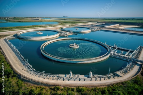 A bird's-eye view of a water treatment plant