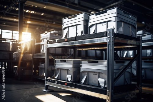 Photo of a warehouse filled with stacked boxes