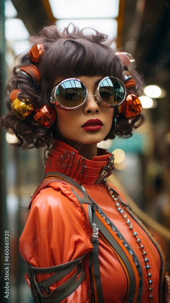 Woman, atompunk retro futuristic fashion shoot