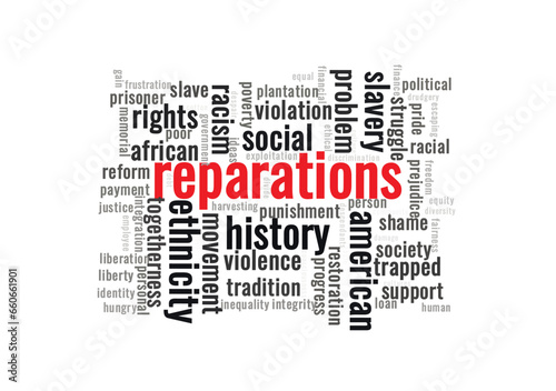 Illustration in the form of a cloud of words related to Reparations
