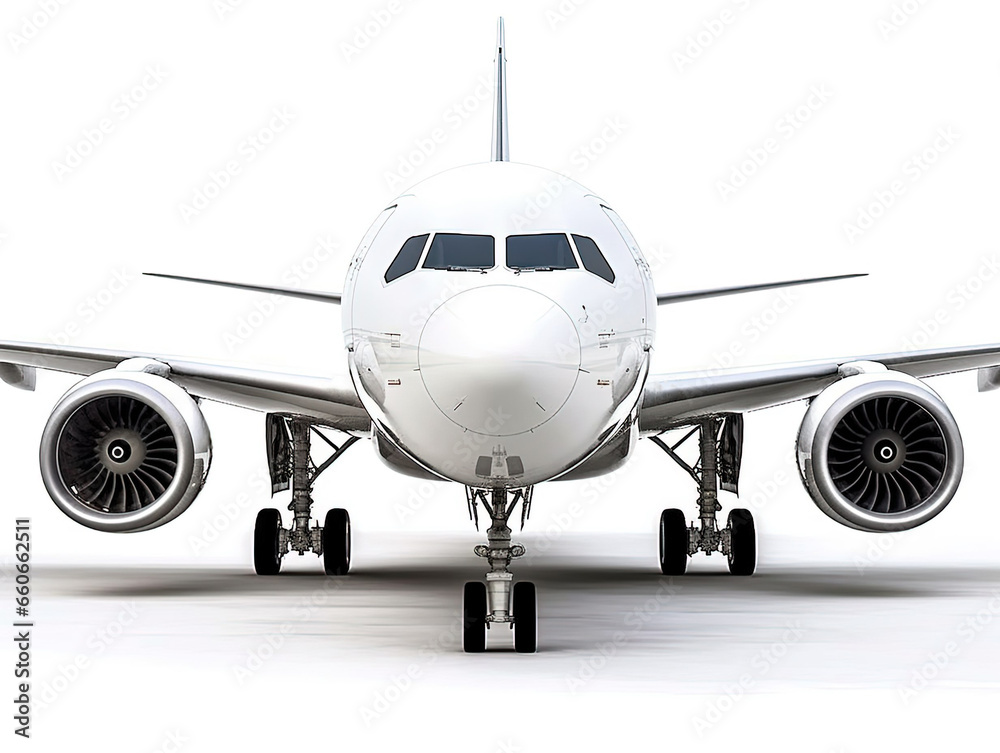 Fototapeta premium Passenger airplane on white background