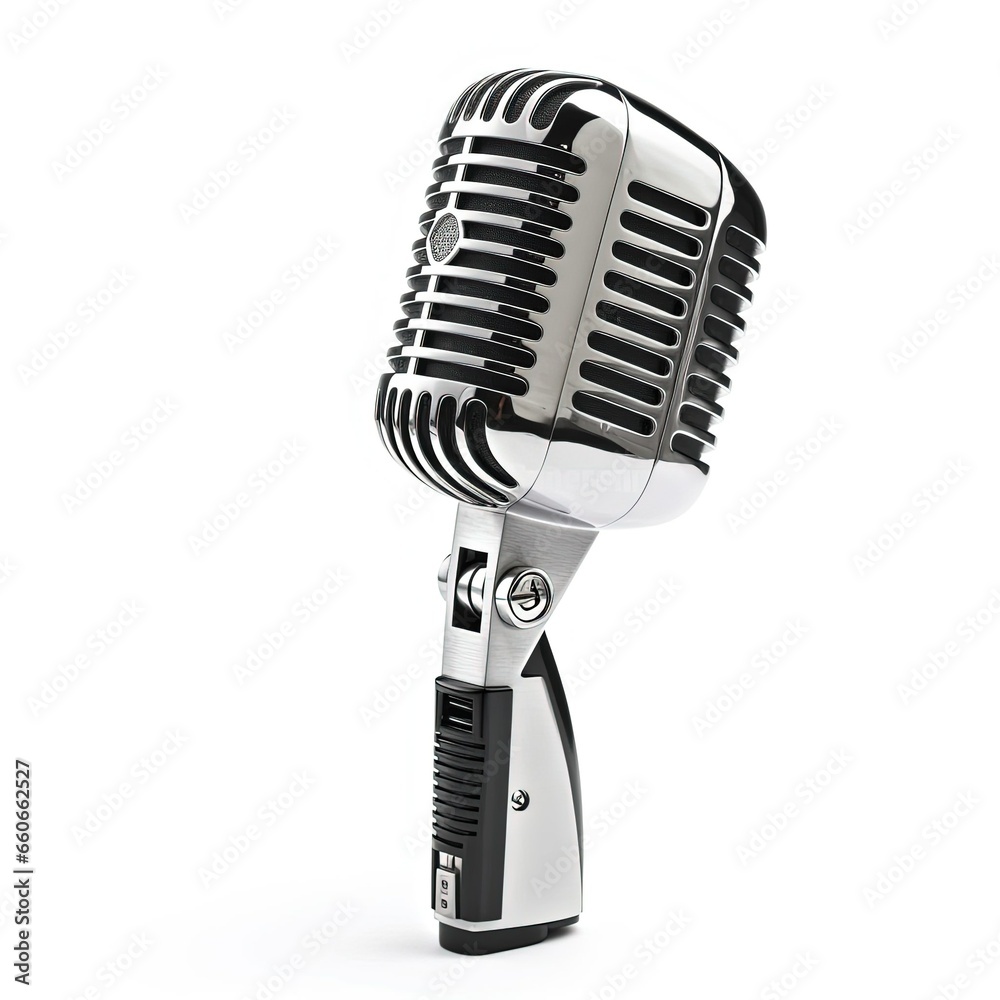 Fototapeta premium retro style microphone on white background