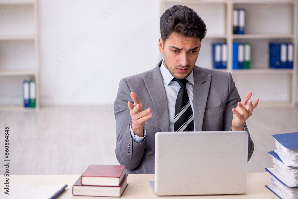 Young male employee working in the office Young male employee working in the office