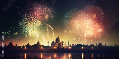 Fireworks at India new year background. Generative AI.