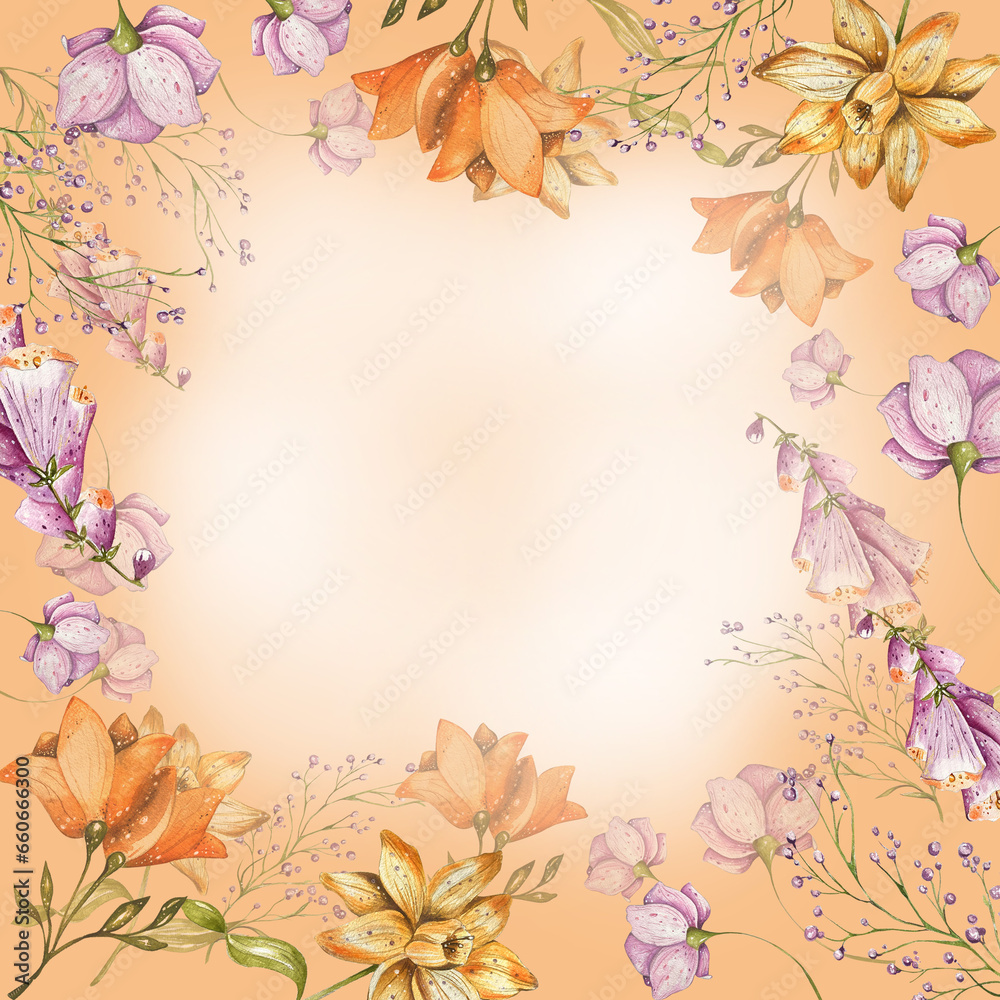 Frame, background. Abstract wildflowers. fabulous unusual bright. for postcards, invitations, design Frame, background. Abstract wildflowers. fabulous unusual bright. for postcards, invitations, design