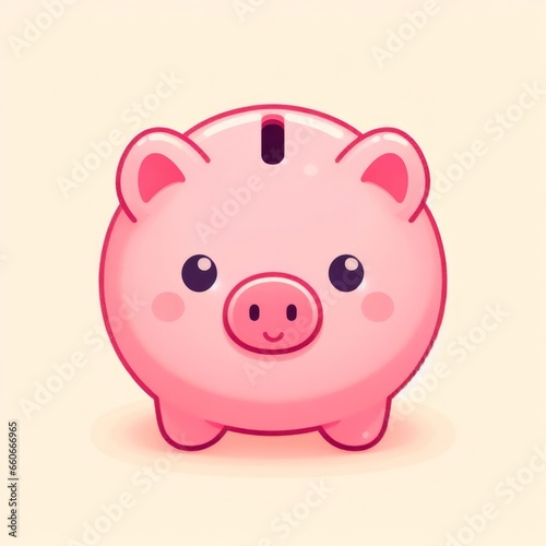 A pink piggy bank with a smile in a cute style