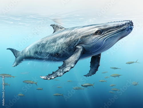 Blue Whale Illustration in Oil Paint Style