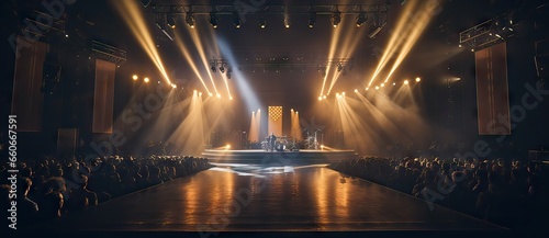 main stage of a concert with all the lights on before the concert starts, music concept