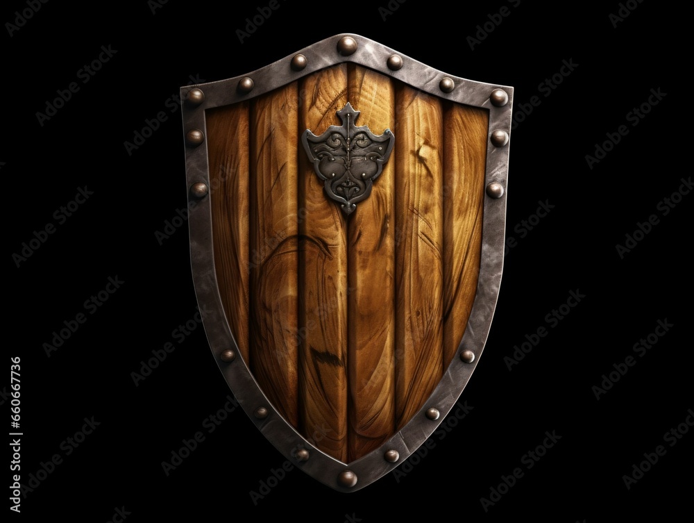 Medieval Wooden Shield with War Torn Mark