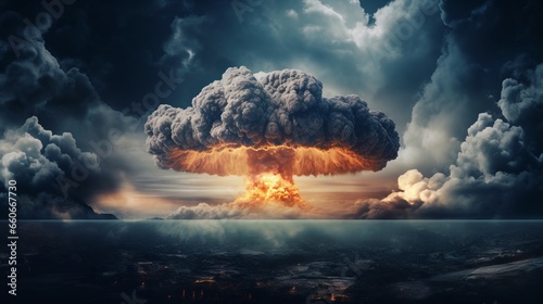 mushroom cloud created after the bomb photo