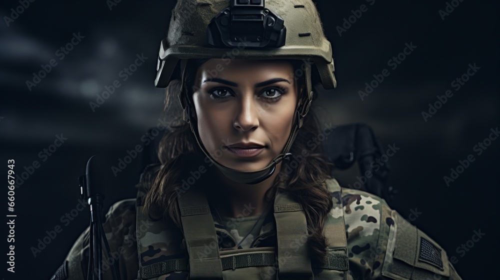 strong looking woman wearing military wear strong looking woman wearing military wear