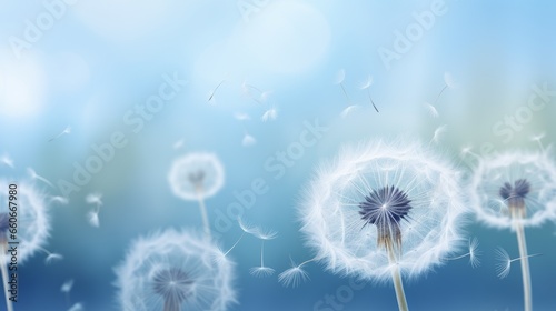 dandelion seeds floating in air