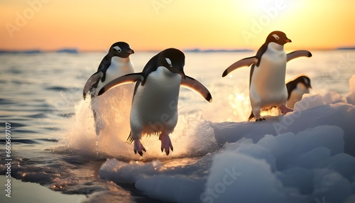 Group of penguins in their natural habitat