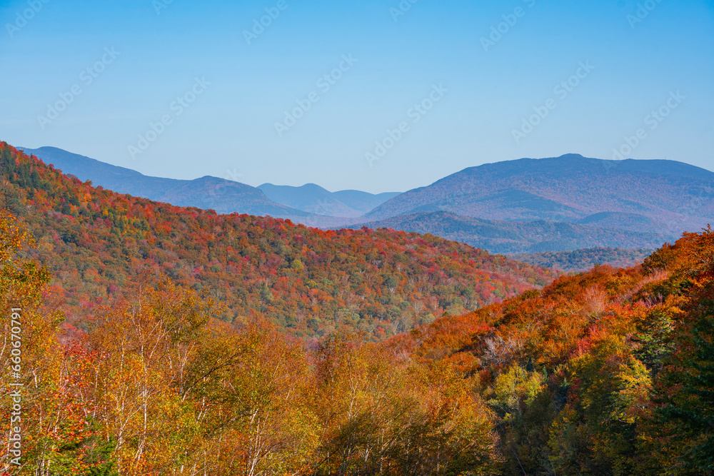 autumn landscape of mountain and forest in white mountain NH autumn landscape of mountain and forest in white mountain NH