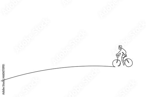 human man cycling away simple one line art design