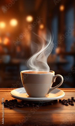 Ceramic mug with a hot drink. 