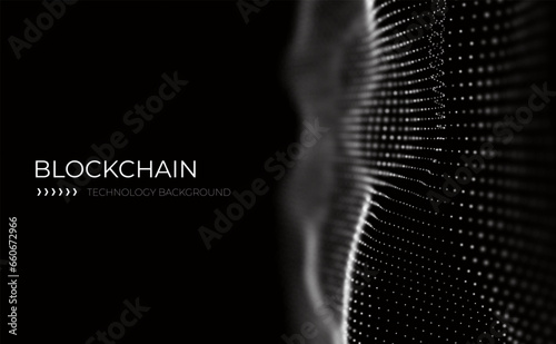 Abstract landing page background with white particles. Flow wave with dot landscape. Digital data structure. Future mesh or sound grid. Pattern point visualization. Technology vector illustration.