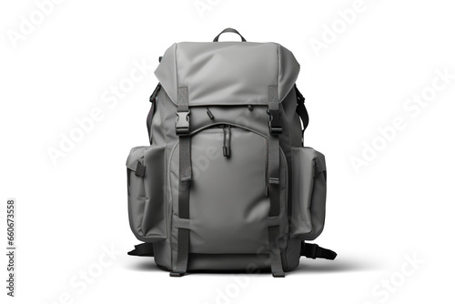 big camping backpack, png file of isolated cutout object with shadow on transparent background.