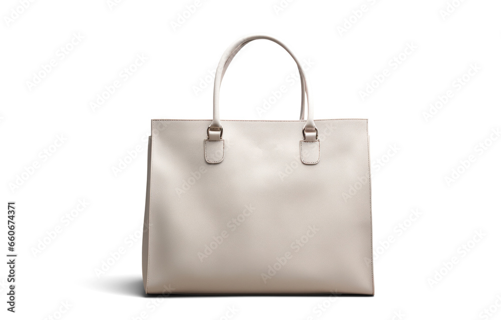 casual white leather women bag, png file of isolated cutout object with shadow on transparent background.