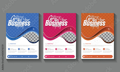 Creative Corporate & Business Flyer Brochure Template Design, modern business flyer template, abstract business flyer and creative design, IT company flyer and editable vector template design (ID: 660674359)