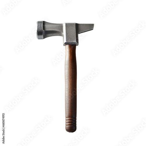 locksmith hammer with wooden handle, png file of isolated cutout object with shadow on transparent background.