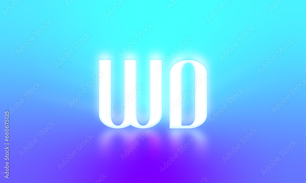 glowing letters initials reflections rays of light turquoise background