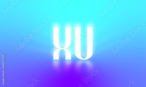 glowing letters initials reflections rays of light turquoise background