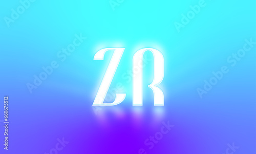 Glowing letters initials reflections rays of light turquoise background