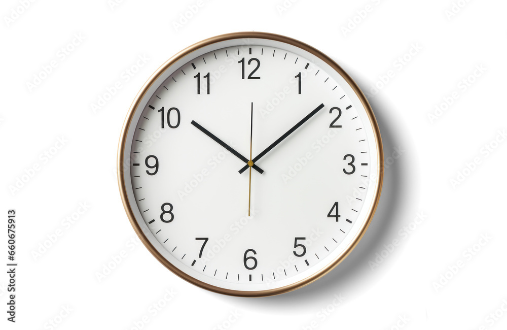 simple wall clock, png file of isolated cutout object with shadow on transparent background. simple wall clock, png file of isolated cutout object with shadow on transparent background.