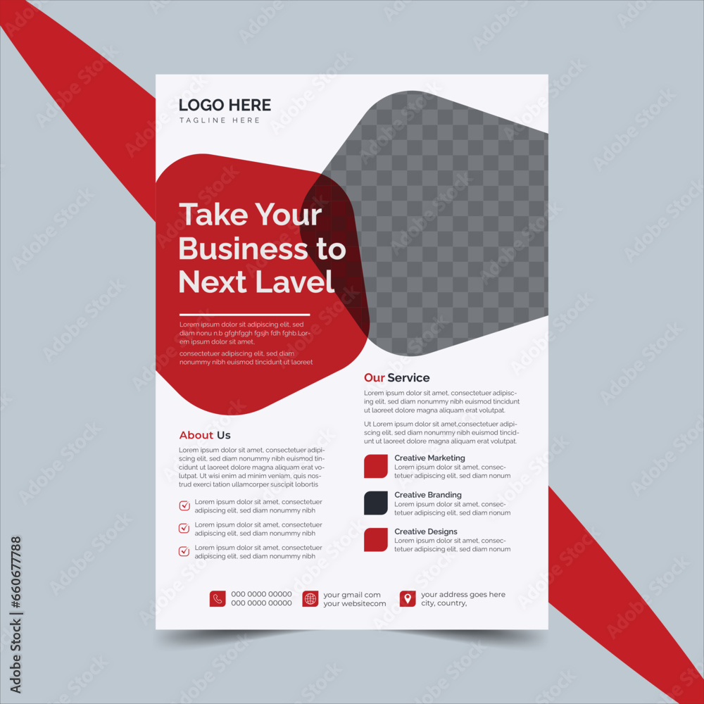 Corporate business flyer vector design set with read color, design set with quality full poster flyer concept,  maintain perfect color and cover modern layout, setup for your business emplate A4 flyer